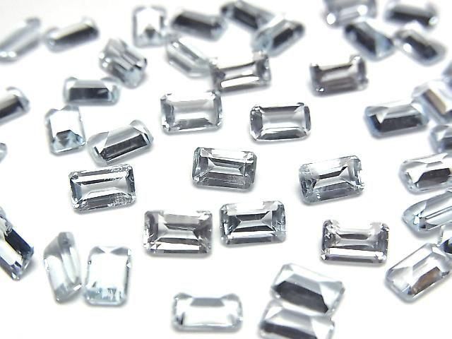 Hochwertiger Aquamarin AAA Lose Stein Rechteck facettiert 5x3mm 3 Stück