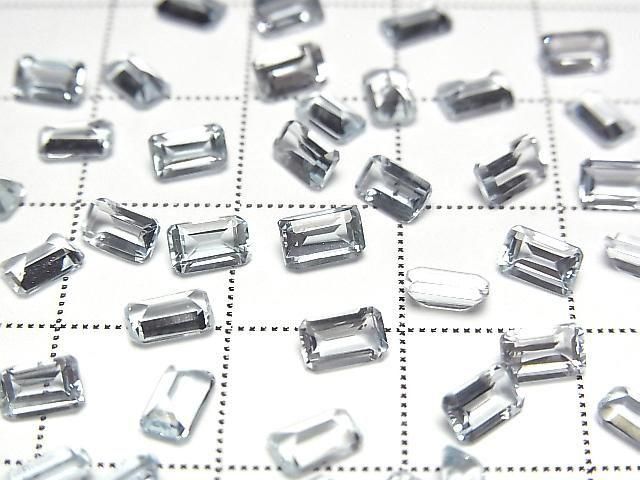 Hochwertiger Aquamarin AAA Lose Stein Rechteck facettiert 5x3mm 3 Stück