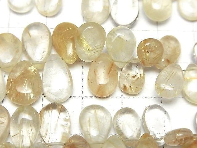 Rutilquarz AA+ Tropfenform (Glatt) halbe oder 1 Strang Perlen (ca. 7 Zoll/18 cm)