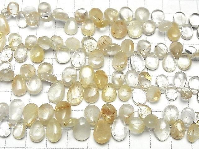 Rutilquarz AA+ Tropfenform (Glatt) halbe oder 1 Strang Perlen (ca. 7 Zoll/18 cm)