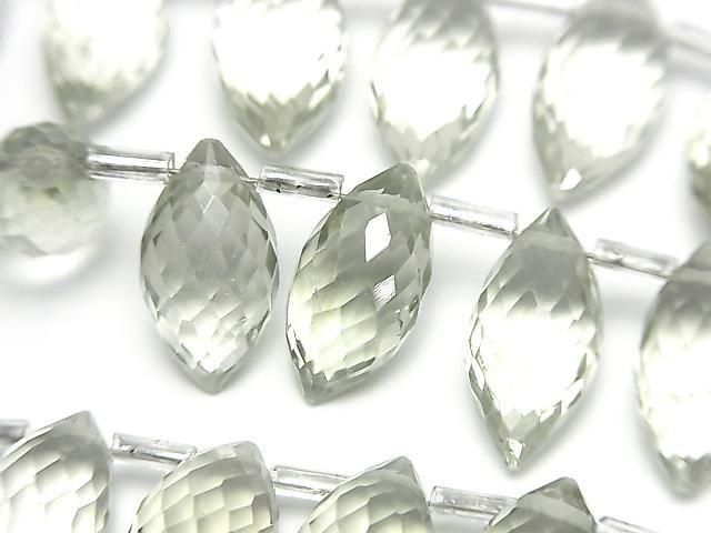 Hochwertiger grüner Amethyst AAA- Marquise Reis Facettierte Briolette Halbe oder 1 Strang Perle (ca. 7 Zoll/17 cm)