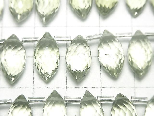 Hochwertiger grüner Amethyst AAA- Marquise Reis Facettierte Briolette Halbe oder 1 Strang Perle (ca. 7 Zoll/17 cm)