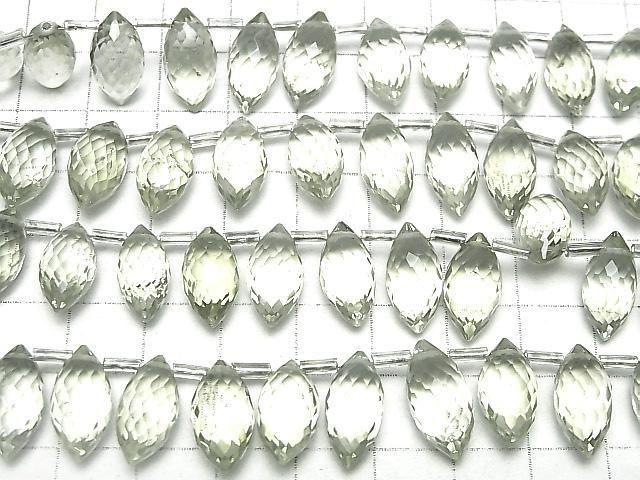 Hochwertiger grüner Amethyst AAA- Marquise Reis Facettierte Briolette Halbe oder 1 Strang Perle (ca. 7 Zoll/17 cm)