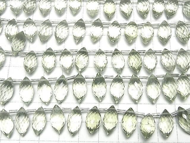 Hochwertiger grüner Amethyst AAA- Marquise Reis Facettierte Briolette Halbe oder 1 Strang Perle (ca. 7 Zoll/17 cm)