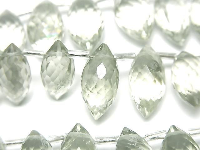 Hochwertiger grüner Amethyst AA++ Marquise Reis Facettierte Briolette 1 Strang (17 Stück)