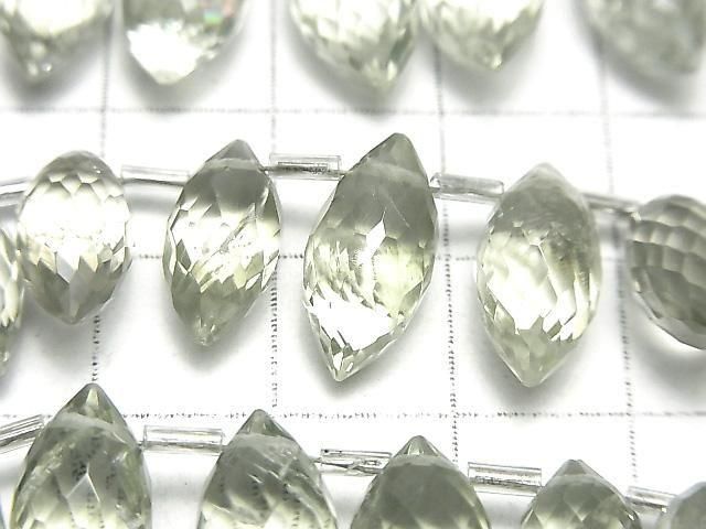 Hochwertiger grüner Amethyst AA++ Marquise Reis Facettierte Briolette 1 Strang (17 Stück)