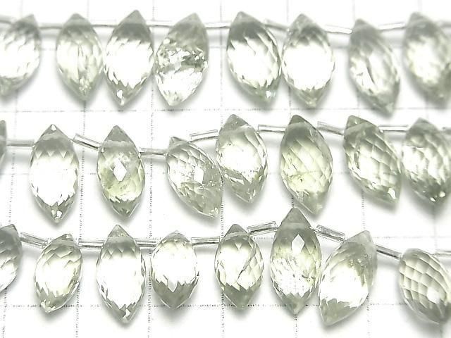Hochwertiger grüner Amethyst AA++ Marquise Reis Facettierte Briolette 1 Strang (17 Stück)