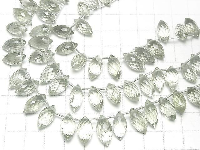 Hochwertiger grüner Amethyst AA++ Marquise Reis Facettierte Briolette 1 Strang (17 Stück)