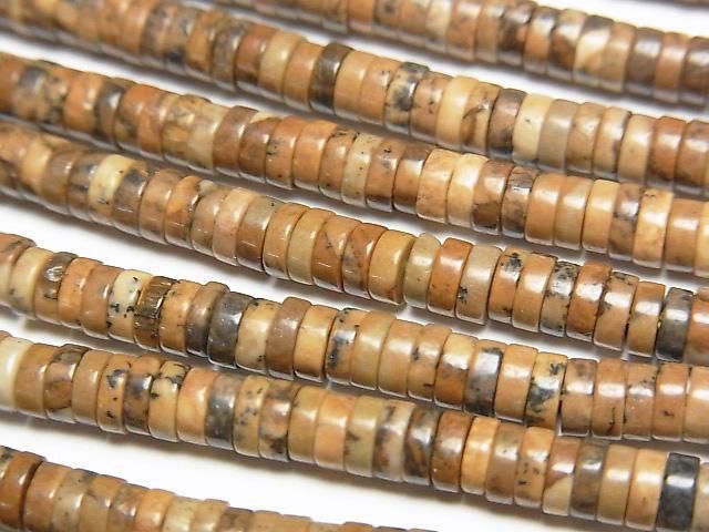 Bild-Jaspis Rondelle (Heishi) 4x4x1,5mm 1 Strang Perlen (ca. 15 Zoll/37 cm)