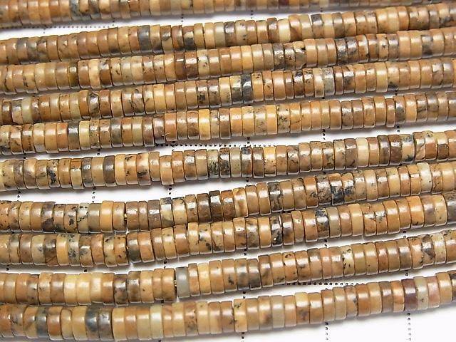 Bild-Jaspis Rondelle (Heishi) 4x4x1,5mm 1 Strang Perlen (ca. 15 Zoll/37 cm)