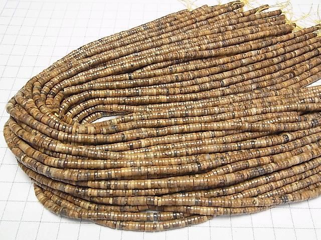 Bild-Jaspis Rondelle (Heishi) 4x4x1,5mm 1 Strang Perlen (ca. 15 Zoll/37 cm)