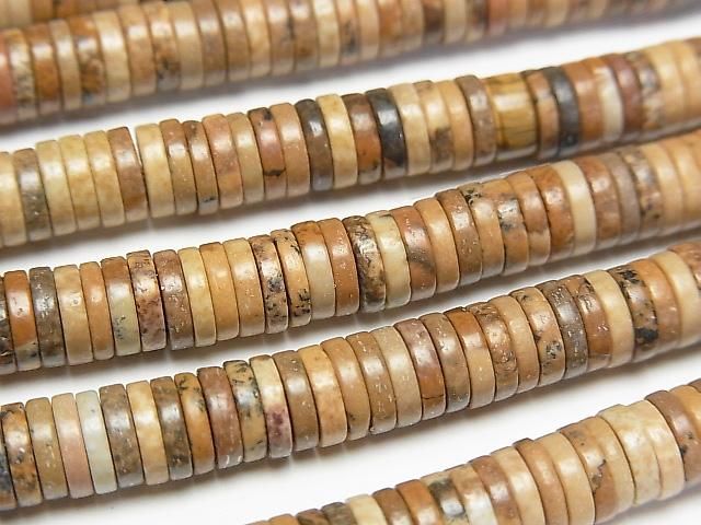 Bild-Jaspis Rondelle (Heishi) 6x6x1,5mm 1 Strang Perlen (ca. 15 Zoll/37 cm)