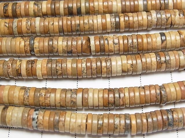 Bild-Jaspis Rondelle (Heishi) 6x6x1,5mm 1 Strang Perlen (ca. 15 Zoll/37 cm)