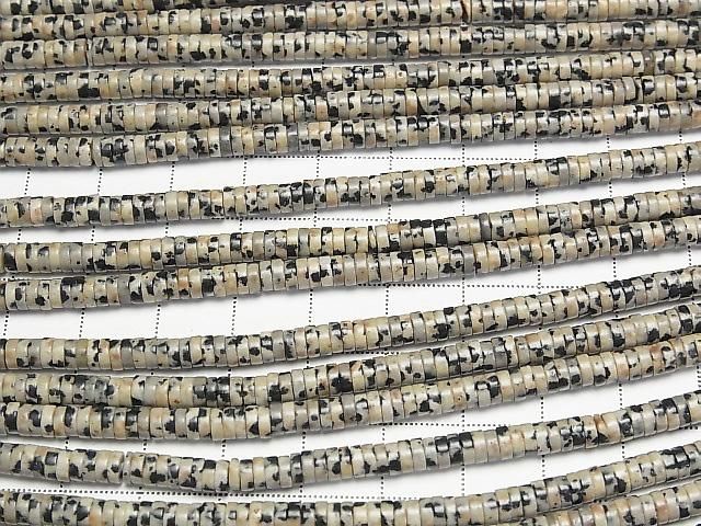 Dalmatian Jasper Rondelle (Heishi) 4x4x1,5mm 1Strang Perlen (ca. 15 Zoll/37 cm)
