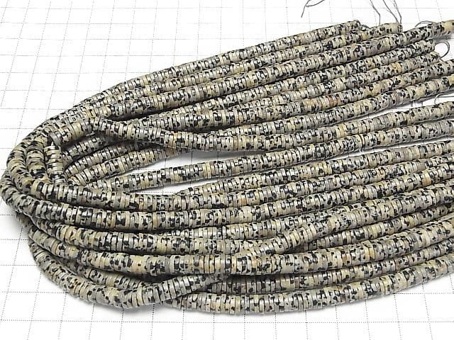 Dalmatian Jasper Rondelle (Heishi) 6x6x1,5mm 1Strang Perlen (ca. 15 Zoll/38 cm)