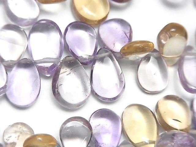 Hochwertiger Amethyst x Citrin AA++ Tropfenform (Glatt) 1Strang Perlen (ca. 7 Zoll/18 cm)