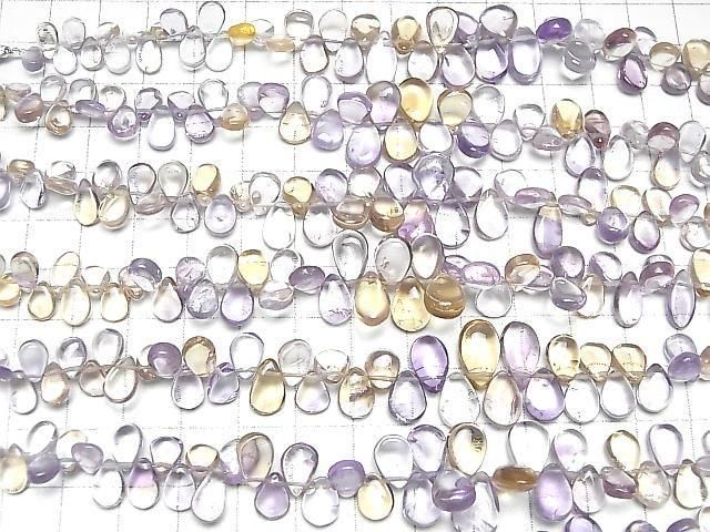 Hochwertiger Amethyst x Citrin AA++ Tropfenform (Glatt) 1Strang Perlen (ca. 7 Zoll/18 cm)