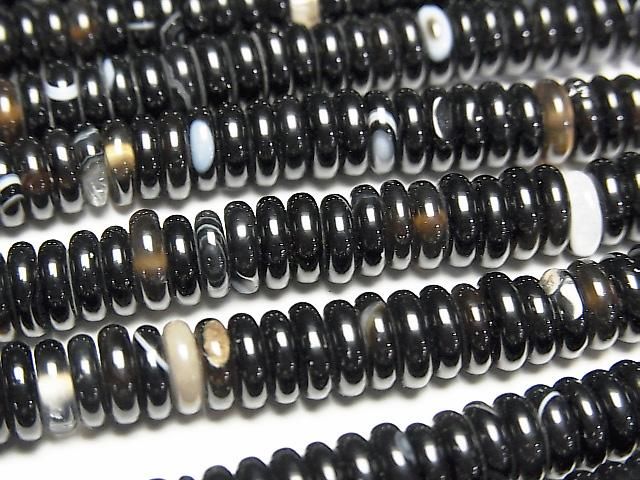 Schwarzer Achat Rondelle 6x6x2mm 1Strang Perlen (ca. 15 Zoll/36 cm)
