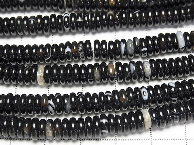 Schwarzer Achat Rondelle 6x6x2mm 1Strang Perlen (ca. 15 Zoll/36 cm)