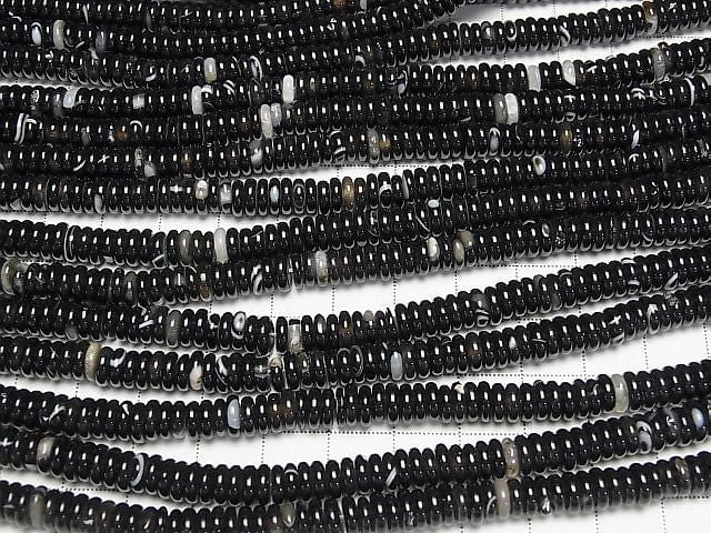 Schwarzer Achat Rondelle 6x6x2mm 1Strang Perlen (ca. 15 Zoll/36 cm)
