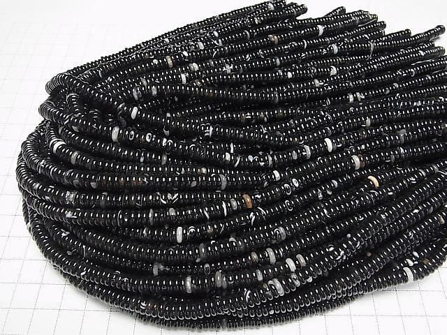 Schwarzer Achat Rondelle 6x6x2mm 1Strang Perlen (ca. 15 Zoll/36 cm)