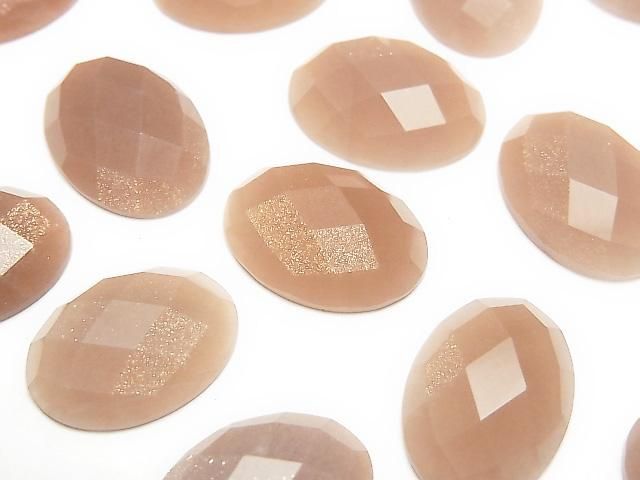 Oranger Mondstein AA++ Oval facettiert Cabochon 18x13mm 2Stk.