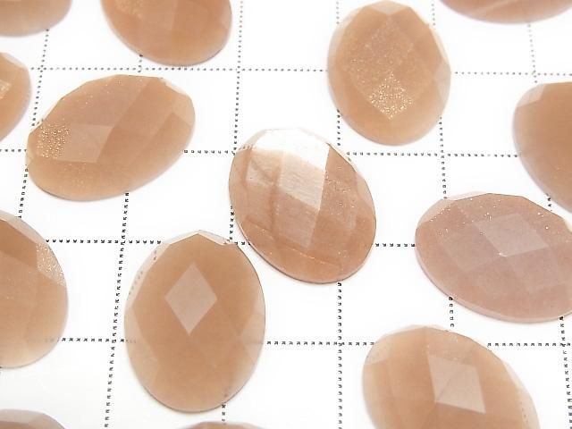 Oranger Mondstein AA++ Oval facettiert Cabochon 18x13mm 2Stk.