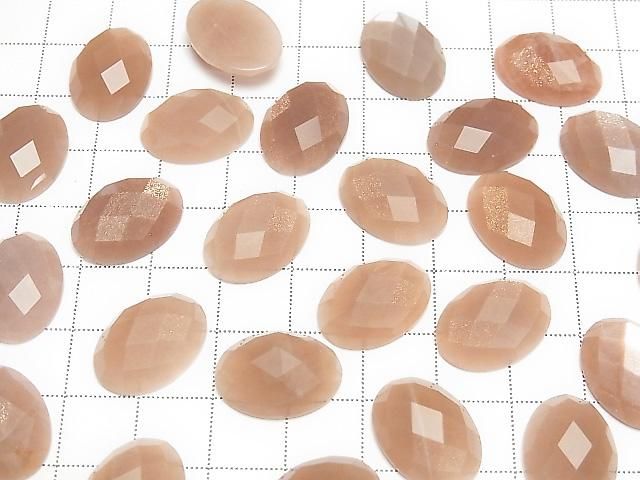 Oranger Mondstein AA++ Oval facettiert Cabochon 18x13mm 2Stk.
