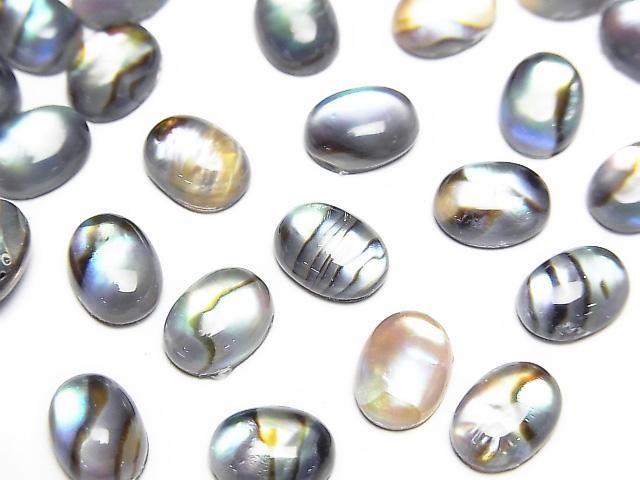 Abalone-Schale x Kristall AAA Oval-Cabochon 8x6mm 3 Stück