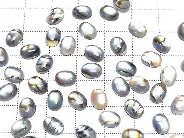Abalone-Schale x Kristall AAA Oval-Cabochon 8x6mm 3 Stück