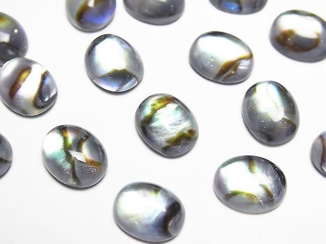 Abalone-Schale x Kristall AAA Oval-Cabochon 10x8mm 2 Stück