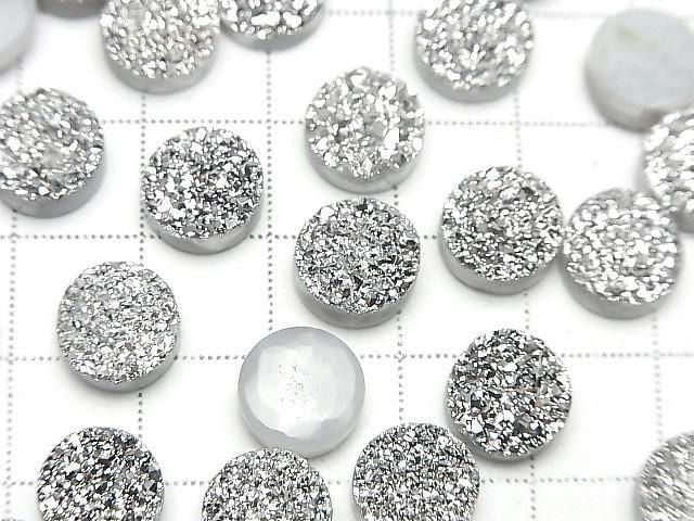 Druzy Achat Rund Cabochon 10x10mm Silberbeschichtet 3 Stück