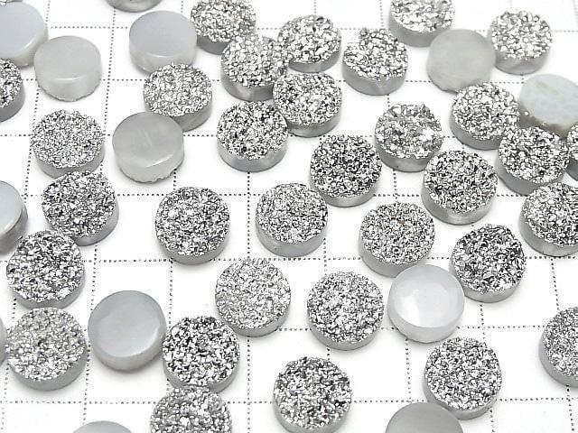 Druzy Achat Rund Cabochon 10x10mm Silberbeschichtet 3 Stück
