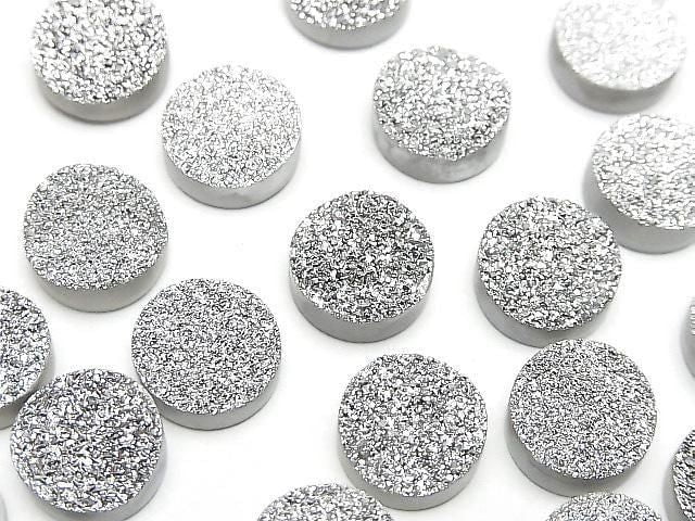Druzy Achat Rund Cabochon 12x12mm Silberplattiert (2 Stück)