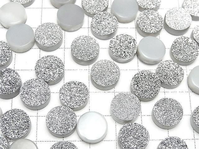Druzy Achat Rund Cabochon 12x12mm Silberplattiert (2 Stück)