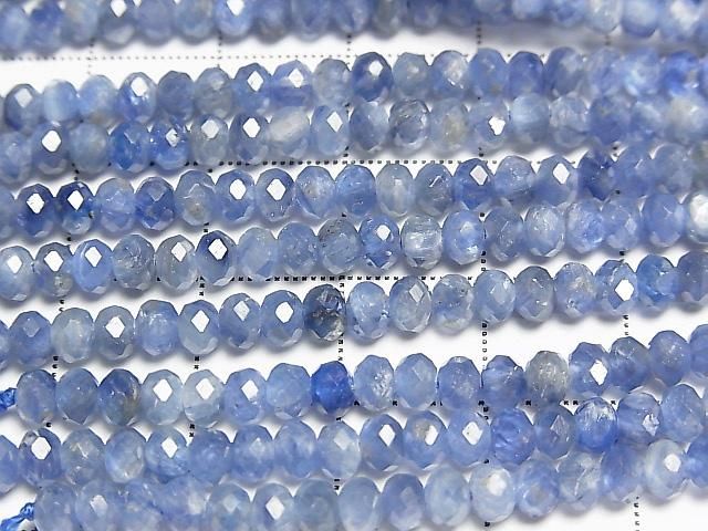 Hochwertiger! Kyanit AA++ facettierte Knopf-Rondelle 4x4x3mm halb oder 1 Strang Perlen (ca. 15 Zoll/36 cm)