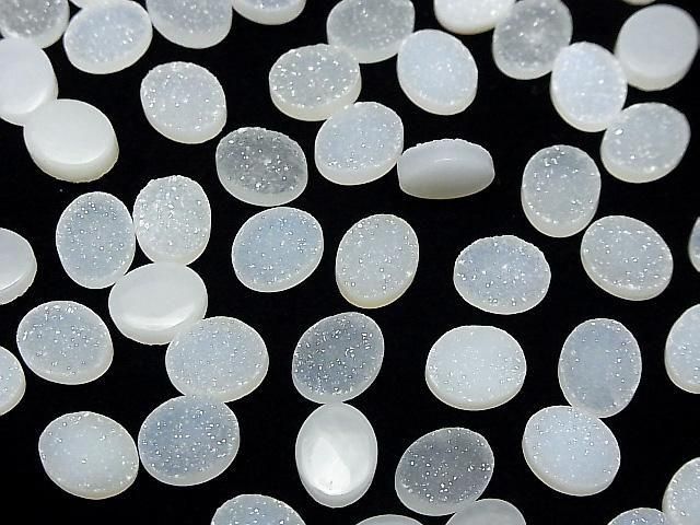 Cabochon ovale d'agate druzy 10x8mm 5pcs