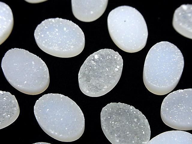Druzy Agate Oval Cabochon 14x10mm 2pcs