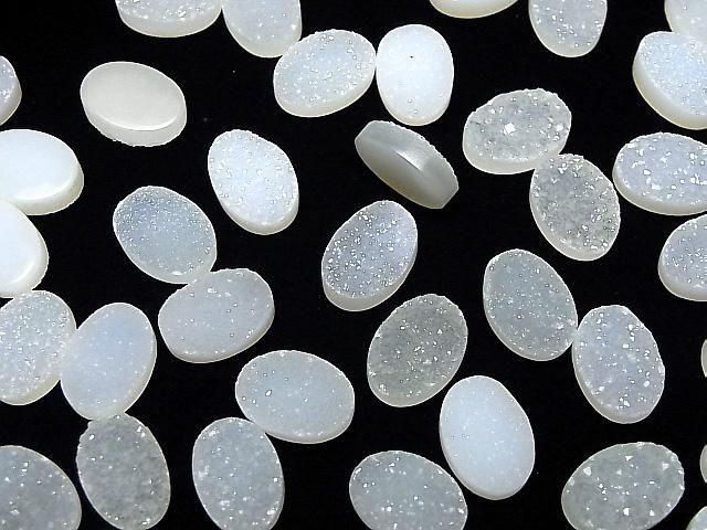 Cabochon Ovale Agate Drusy 14x10mm 3pcs