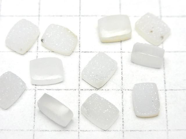 Druzy Agate Rectangle Cabochon 8x6mm 5pcs