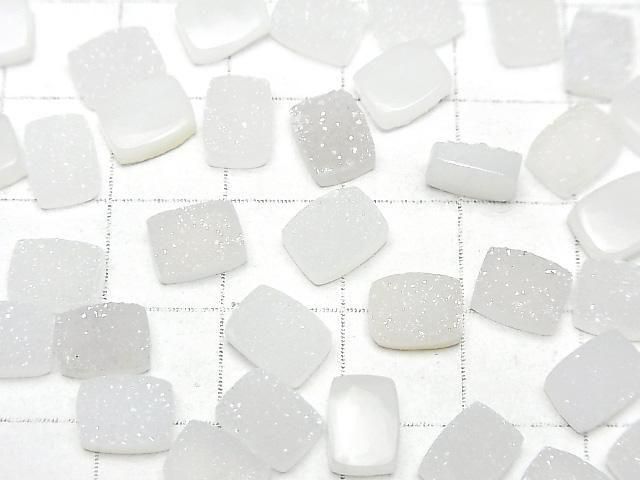 Druzy Agate Rectangle Cabochon 8x6mm 5pcs