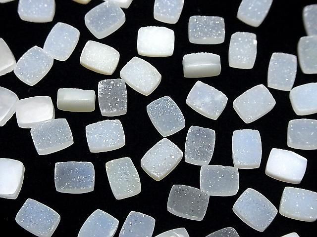 Druzy Agate Rectangle Cabochon 8x6mm 5pcs