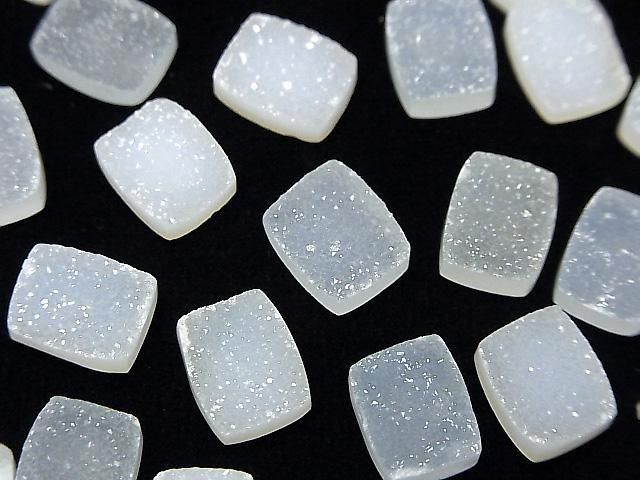 Druzy Agate Rectangle Cabochon 10x8mm 3pcs