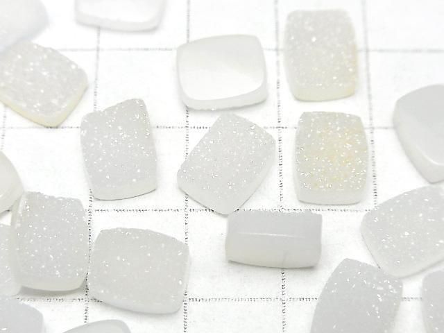 Druzy Agate Rectangle Cabochon 10x8mm 3pcs
