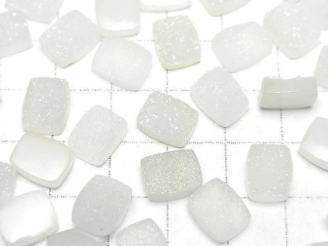 Druzy Agate Rectangle Cabochon 10x8mm 3pcs
