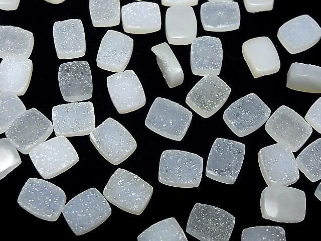Druzy Agate Rectangle Cabochon 10x8mm 3pcs