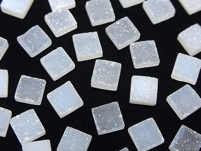 Druzy Achat Quadrat Cabochon 6x6mm 5 Stück