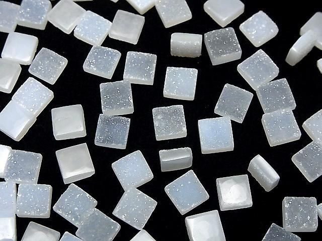 Druzy Achat Quadrat Cabochon 6x6mm 5 Stück