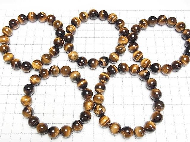 Gelber Tigerauge AAA- Rund 12mm Armband