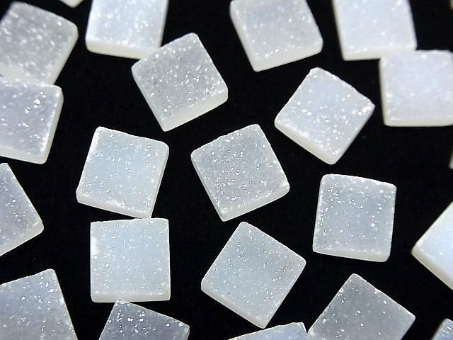 Druzy Achat Quadrat Cabochon 8x8mm 3 Stück